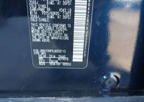 2018 Nissan Armada Platinum from USA, damaged, VIN JN8AY2NF6J9332113